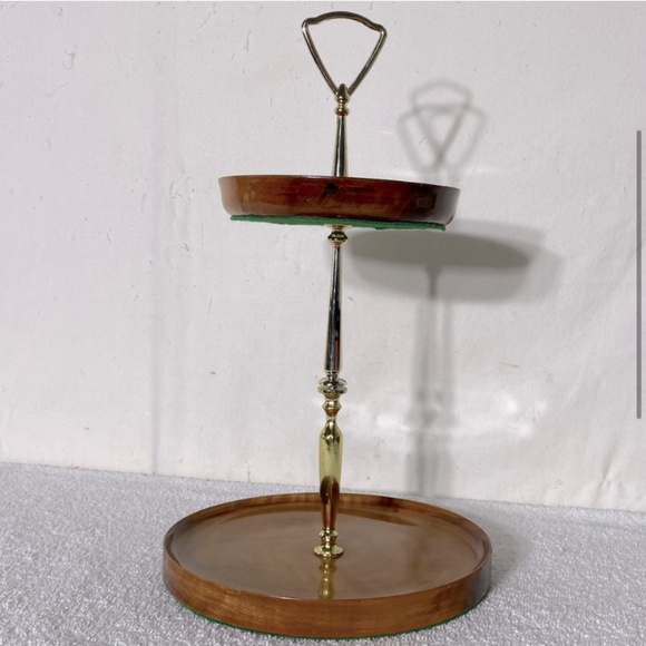 Vintage Hand Crafted In Sydney By The Sea Myrtlewood Two Tier Serving Tray - Picture 4 of 14